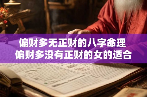 偏财多无正财的八字命理 偏财多没有正财的女的适合做什么工作 偏财多无正财的八字命理 偏财多没有正财的女的适合做什么工作
