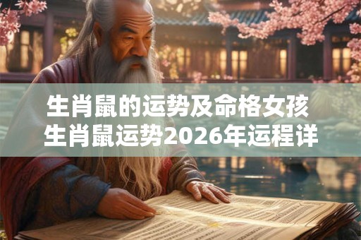 生肖鼠的运势及命格女孩 生肖鼠运势2026年运程详解 生肖鼠的运势及命格女孩 生肖鼠运势2026年运程详解