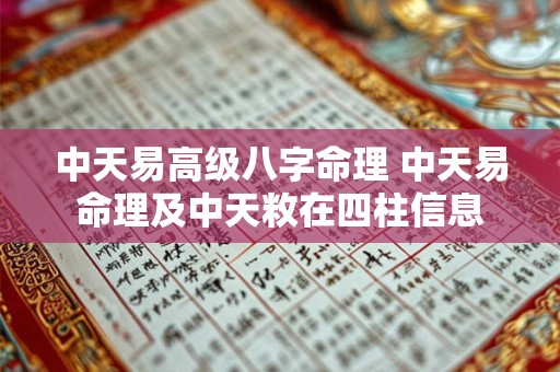中天易高级八字命理 中天易命理及中天敉在四柱信息