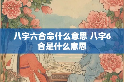 八字六合命什么意思 八字6合是什么意思