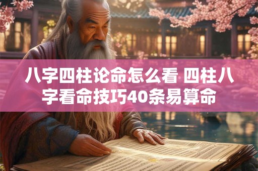 八字四柱论命怎么看 四柱八字看命技巧40条易算命 八字四柱论命怎么看 四柱八字看命技巧40条易算命