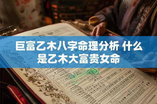 巨富乙木八字命理分析 什么是乙木大富贵女命 巨富乙木八字命理分析 什么是乙木大富贵女命