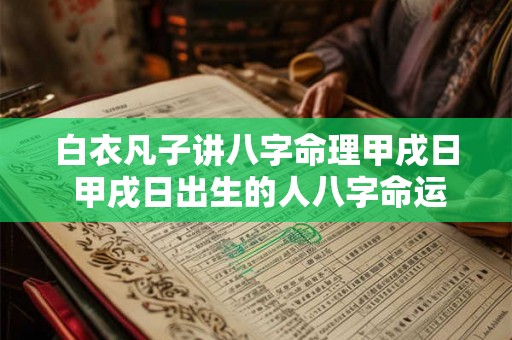 白衣凡子讲八字命理甲戌日 甲戌日出生的人八字命运如何 白衣凡子讲八字命理甲戌日 甲戌日出生的人八字命运如何