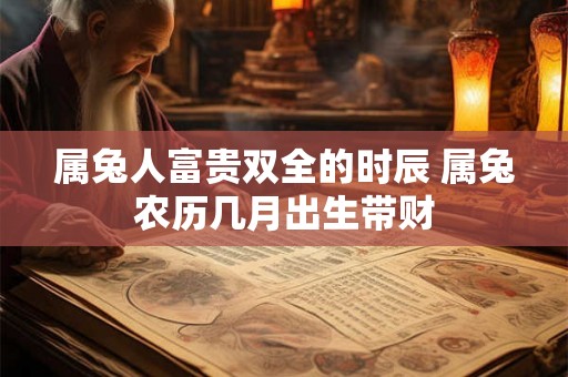 属兔人富贵双全的时辰 属兔农历几月出生带财 属兔人富贵双全的时辰 属兔农历几月出生带财