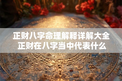 正财八字命理解释详解大全 正财在八字当中代表什么意思