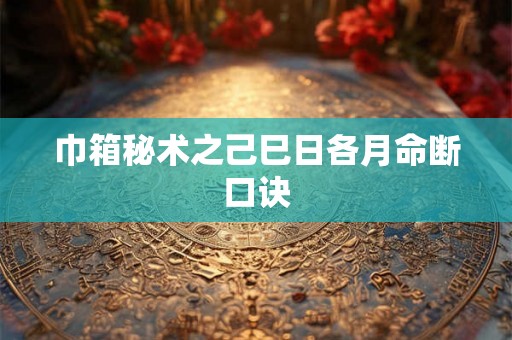巾箱秘术之己巳日各月命断口诀 巾箱秘术之己巳日各月命断口诀