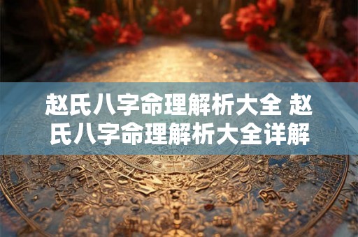 赵氏八字命理解析大全 赵氏八字命理解析大全详解