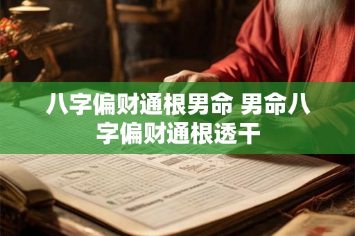 八字偏财通根男命 男命八字偏财通根透干 八字偏财通根男命 男命八字偏财通根透干