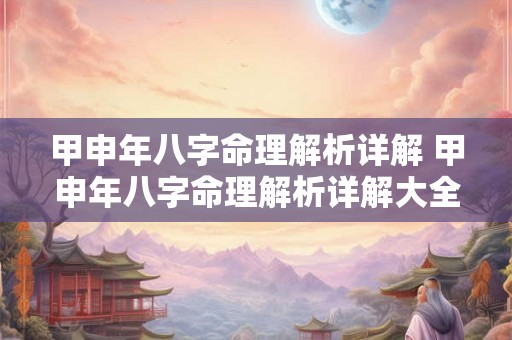 甲申年八字命理解析详解 甲申年八字命理解析详解大全