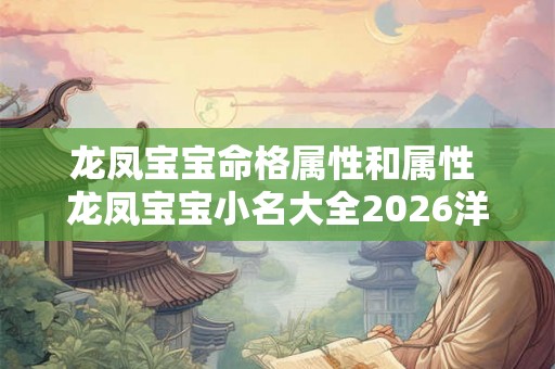 龙凤宝宝命格属性和属性 龙凤宝宝小名大全2026洋气 龙凤宝宝命格属性和属性 龙凤宝宝小名大全2026洋气