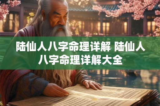 陆仙人八字命理详解 陆仙人八字命理详解大全 陆仙人八字命理详解 陆仙人八字命理详解大全