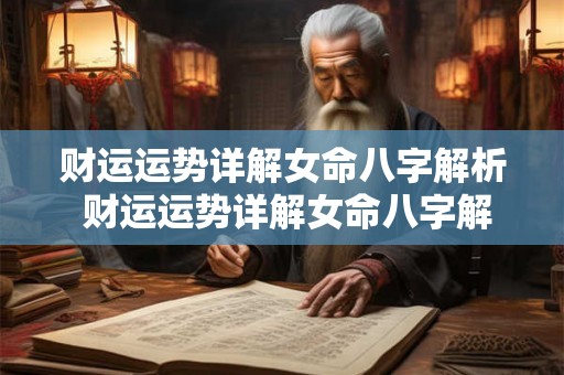 财运运势详解女命八字解析 财运运势详解女命八字解析大全