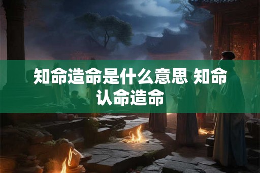 知命造命是什么意思 知命认命造命 知命造命是什么意思 知命认命造命