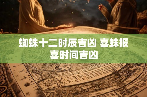 蜘蛛十二时辰吉凶 喜蛛报喜时间吉凶