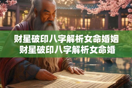 财星破印八字解析女命婚姻 财星破印八字解析女命婚姻如何
