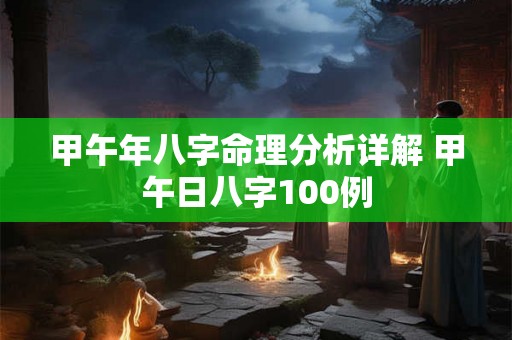 甲午年八字命理分析详解 甲午日八字100例 甲午年八字命理分析详解 甲午日八字100例