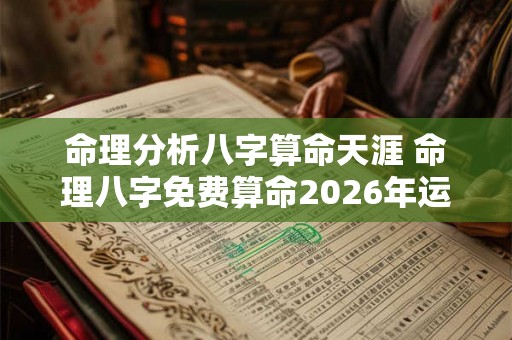 命理分析八字算命天涯 命理八字免费算命2026年运势 命理分析八字算命天涯 命理八字免费算命2026年运势
