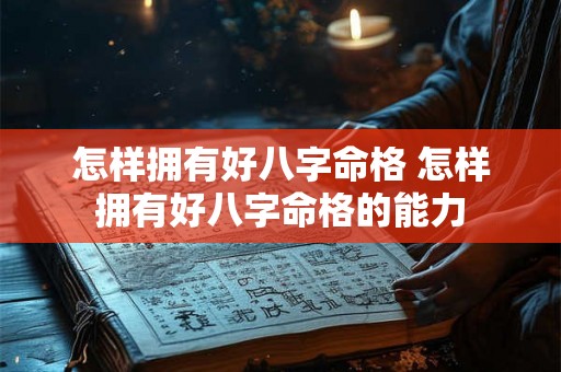 怎样拥有好八字命格 怎样拥有好八字命格的能力 怎样拥有好八字命格 怎样拥有好八字命格的能力