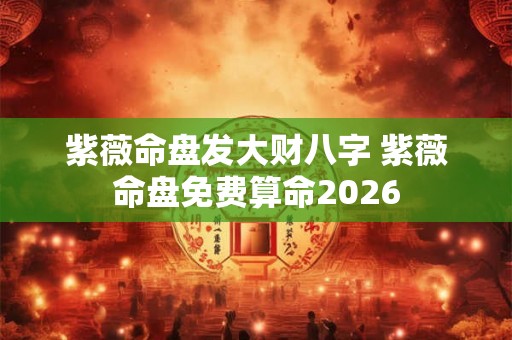 紫薇命盘发大财八字 紫薇命盘免费算命2026 紫薇命盘发大财八字 紫薇命盘免费算命2026