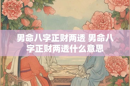 男命八字正财两透 男命八字正财两透什么意思