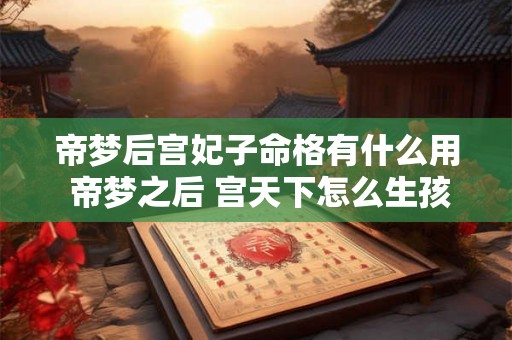 帝梦后宫妃子命格有什么用 帝梦之后 宫天下怎么生孩子