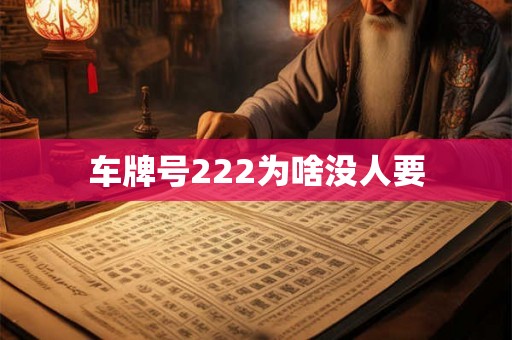 车牌号222为啥没人要
