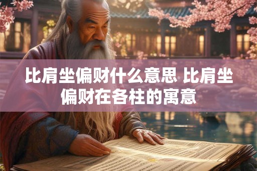 比肩坐偏财什么意思 比肩坐偏财在各柱的寓意 比肩坐偏财什么意思 比肩坐偏财在各柱的寓意