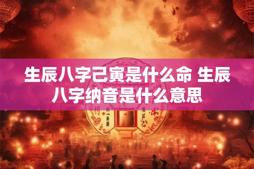 生辰八字己寅是什么命 生辰八字纳音是什么意思