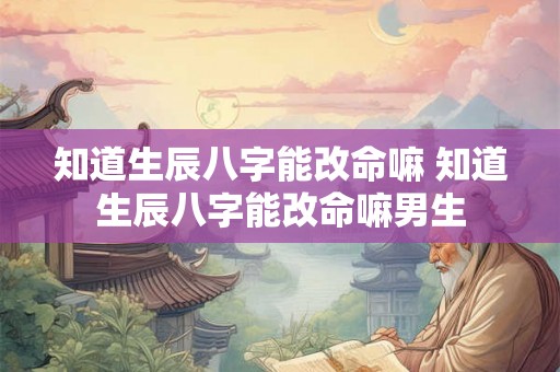 知道生辰八字能改命嘛 知道生辰八字能改命嘛男生