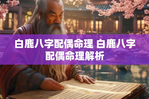 白鹿八字配偶命理 白鹿八字配偶命理解析 白鹿八字配偶命理 白鹿八字配偶命理解析