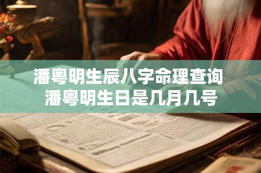 潘粤明生辰八字命理查询 潘粤明生日是几月几号