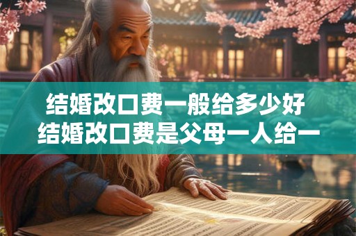 结婚改口费一般给多少好 结婚改口费是父母一人给一份吗