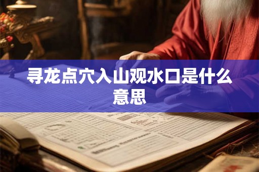 寻龙点穴入山观水口是什么意思