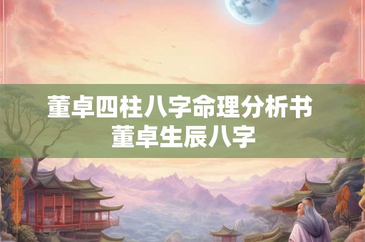 董卓四柱八字命理分析书 董卓生辰八字 董卓四柱八字命理分析书 董卓生辰八字