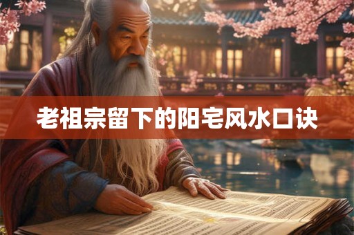 老祖宗留下的阳宅风水口诀