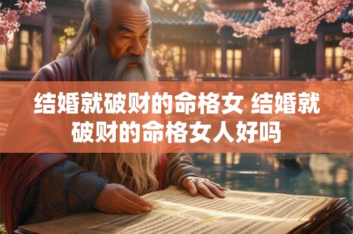结婚就破财的命格女 结婚就破财的命格女人好吗 结婚就破财的命格女 结婚就破财的命格女人好吗