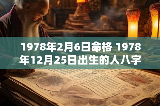 1978年2月6日命格 1978年12月25日出生的人八字 1978年2月6日命格 1978年12月25日出生的人八字