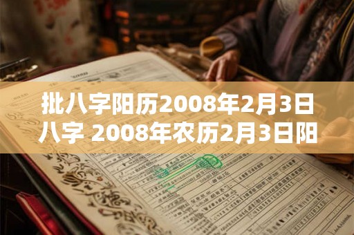 批八字阳历2008年2月3日八字 2008年农历2月3日阳历是几月几日 批八字阳历2008年2月3日八字 2008年农历2月3日阳历是几月几日