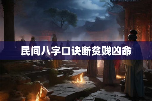 民间八字口诀断贫贱凶命 民间八字口诀断贫贱凶命