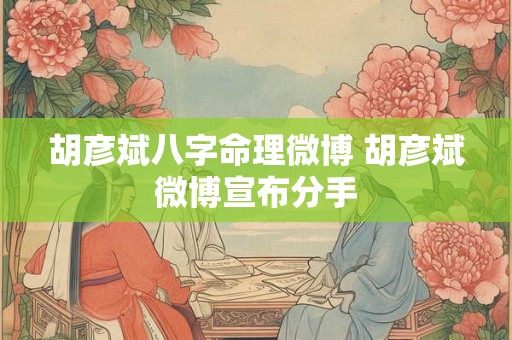 胡彦斌八字命理微博 胡彦斌微博宣布分手