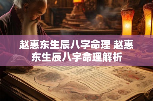 赵惠东生辰八字命理 赵惠东生辰八字命理解析 赵惠东生辰八字命理 赵惠东生辰八字命理解析