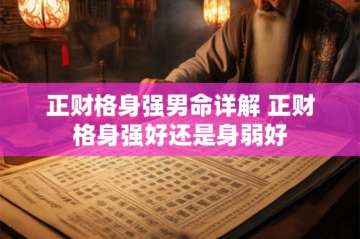 正财格身强男命详解 正财格身强好还是身弱好