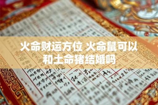 火命财运方位 火命鼠可以和土命猪结婚吗 火命财运方位 火命鼠可以和土命猪结婚吗