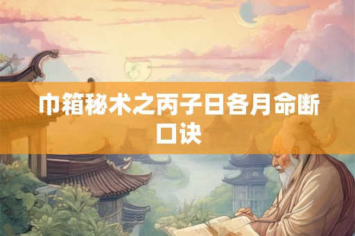 巾箱秘术之丙子日各月命断口诀