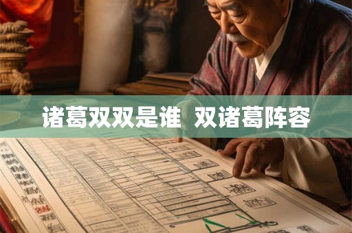 诸葛双双是谁 双诸葛阵容 诸葛双双是谁 双诸葛阵容