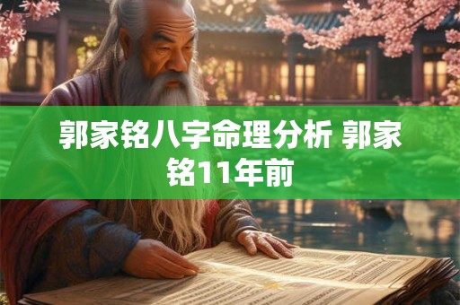郭家铭八字命理分析 郭家铭11年前 郭家铭八字命理分析 郭家铭11年前