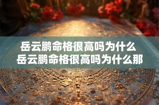岳云鹏命格很高吗为什么 岳云鹏命格很高吗为什么那么厉害 岳云鹏命格很高吗为什么 岳云鹏命格很高吗为什么那么厉害