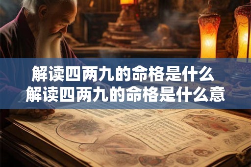 解读四两九的命格是什么 解读四两九的命格是什么意思 解读四两九的命格是什么 解读四两九的命格是什么意思