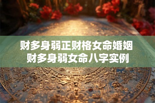 财多身弱正财格女命婚姻 财多身弱女命八字实例 财多身弱正财格女命婚姻 财多身弱女命八字实例