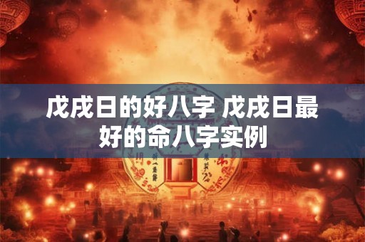 戊戌日的好八字 戊戌日最好的命八字实例